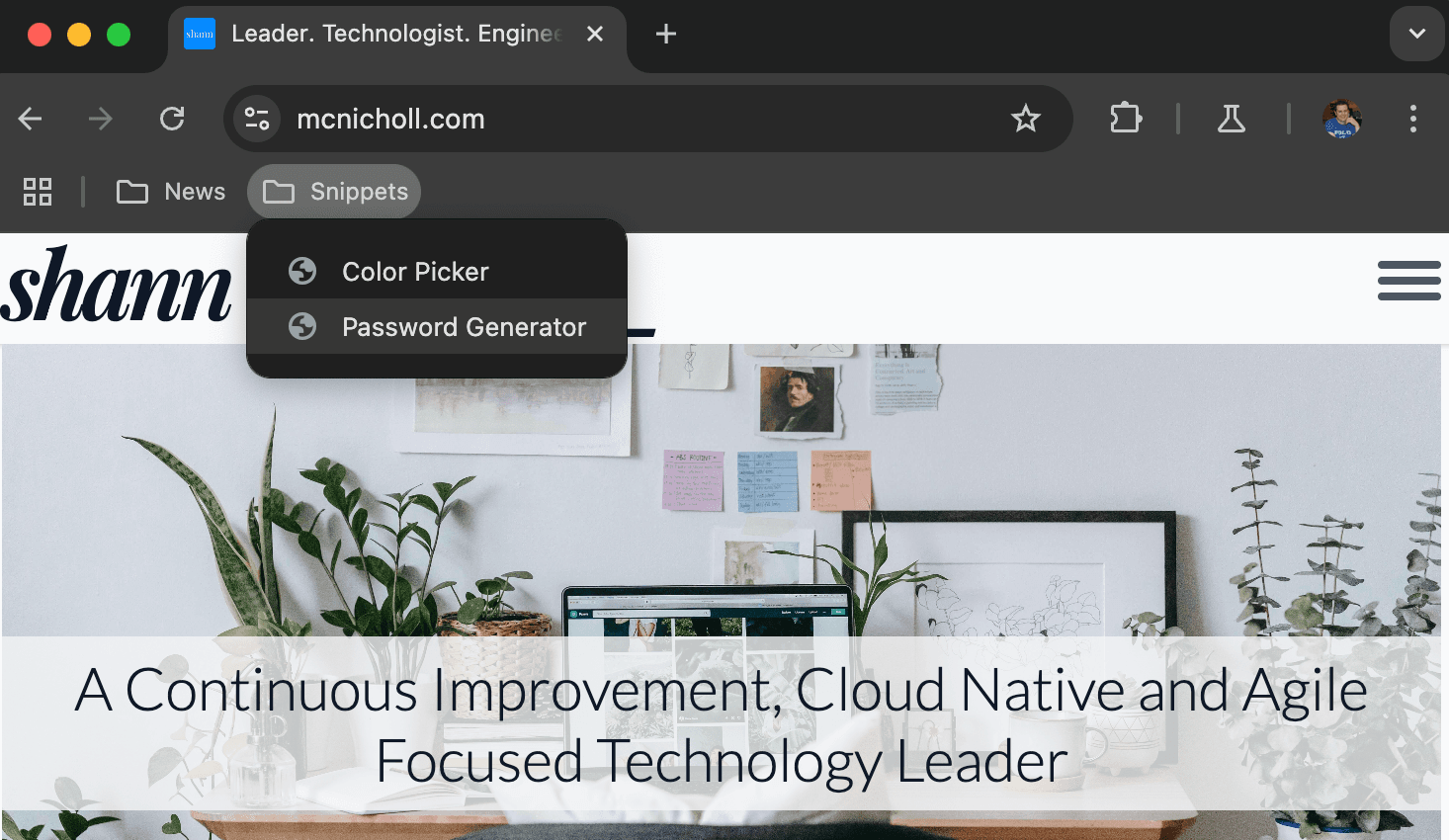 Select the bookmark you just created