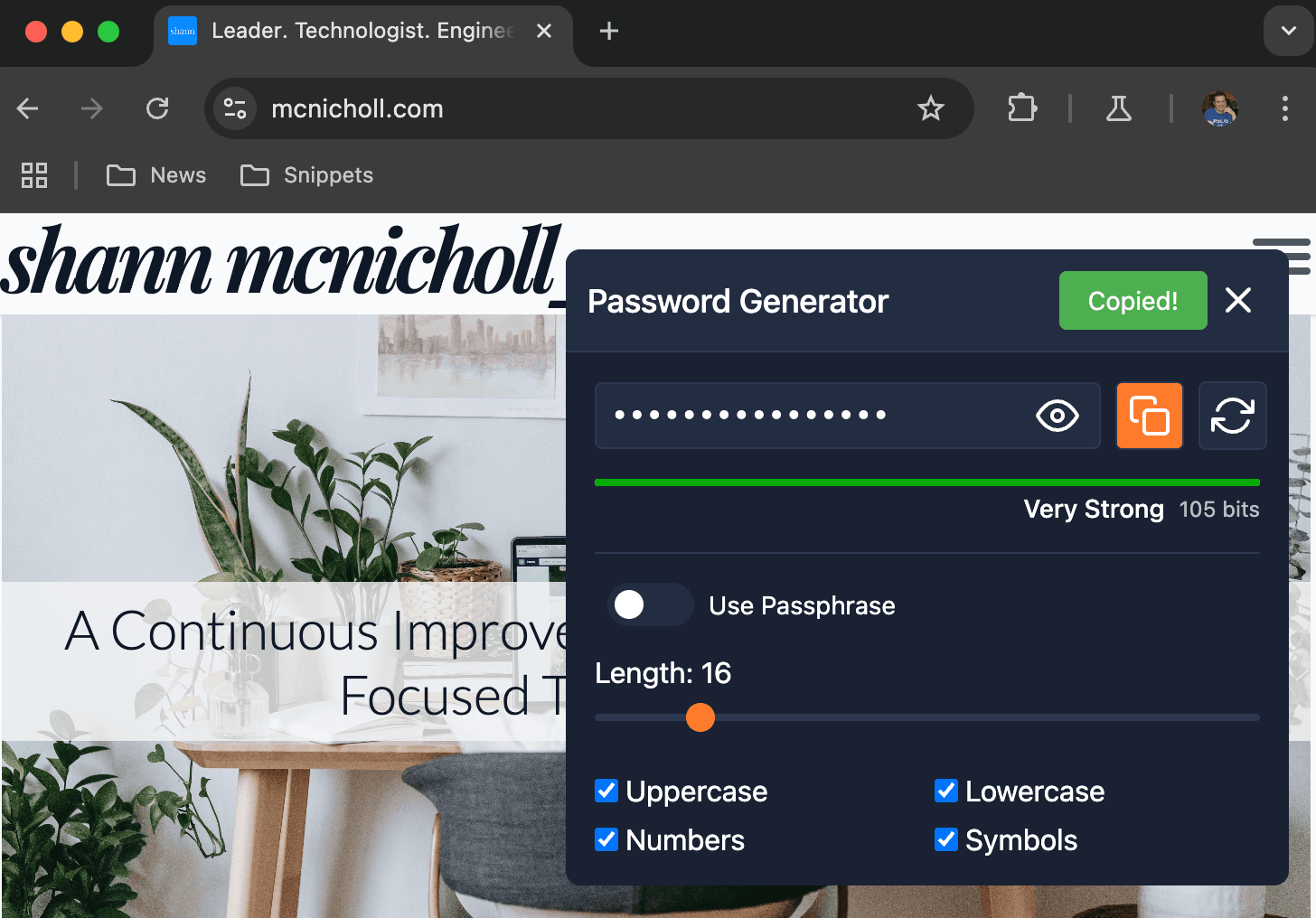 Copy your password and get back to business